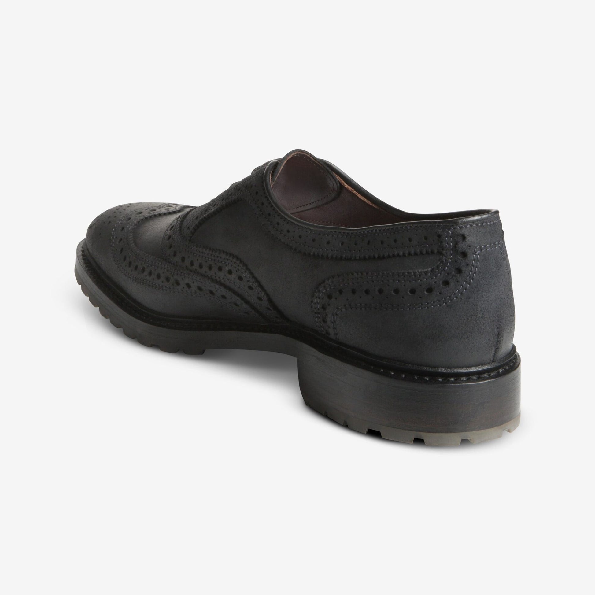 McTavish Oxford Wingtip Waxed Suede Dress Shoe - Black Waxed Suede