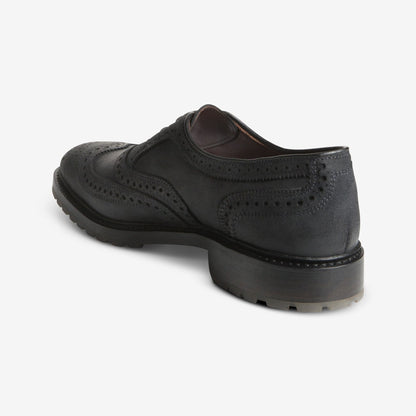 McTavish Oxford Wingtip Waxed Suede Dress Shoe - Black Waxed Suede