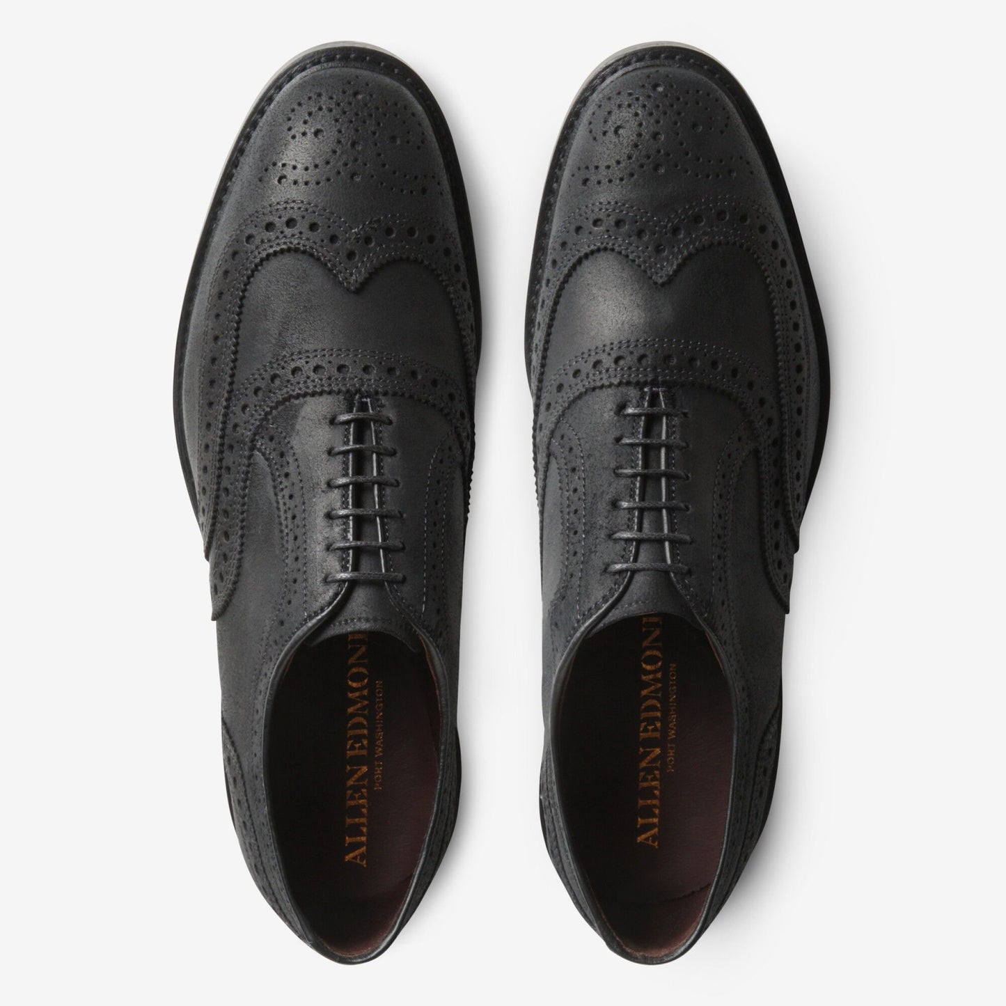 McTavish Oxford Wingtip Waxed Suede Dress Shoe - Black Waxed Suede