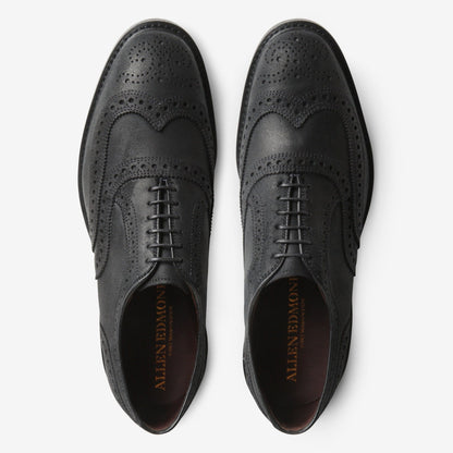 McTavish Oxford Wingtip Waxed Suede Dress Shoe - Black Waxed Suede