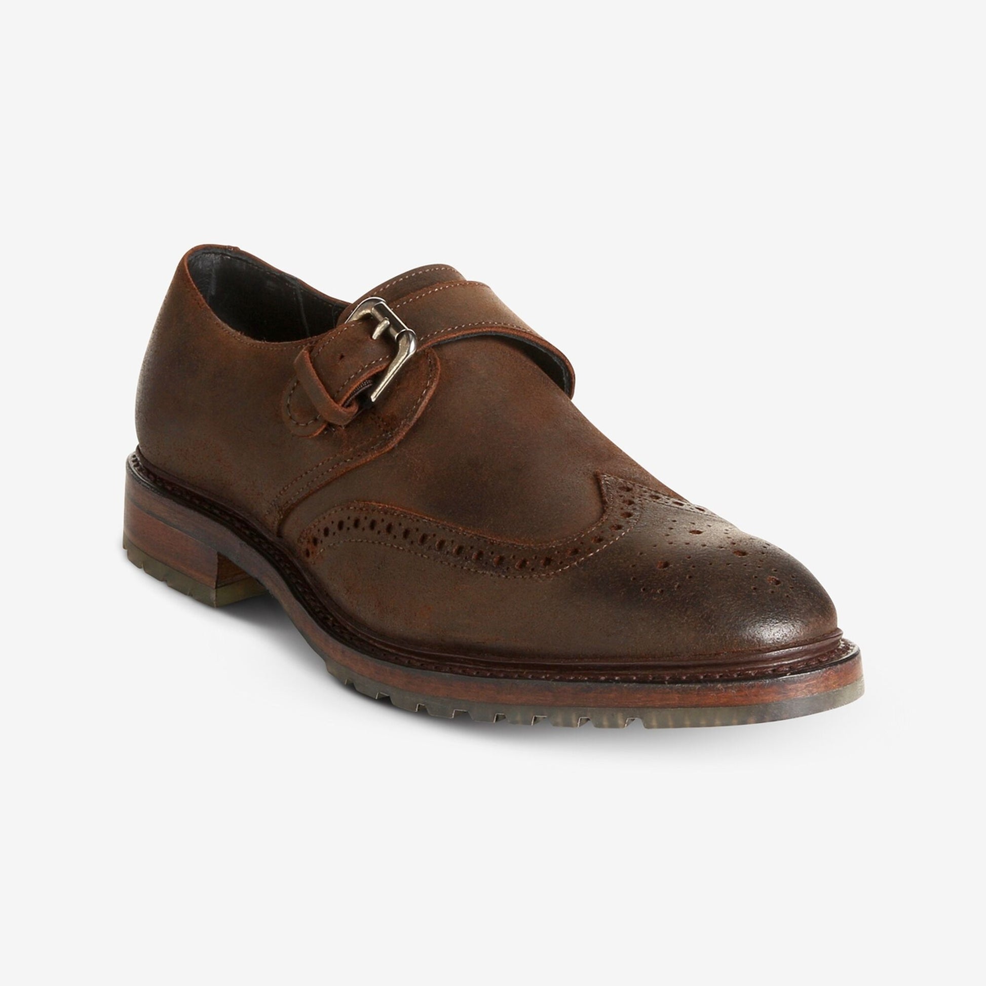 Joseph Abboud - Louisburg Waxed Suede Single Monk Strap - Brown Waxed Suede