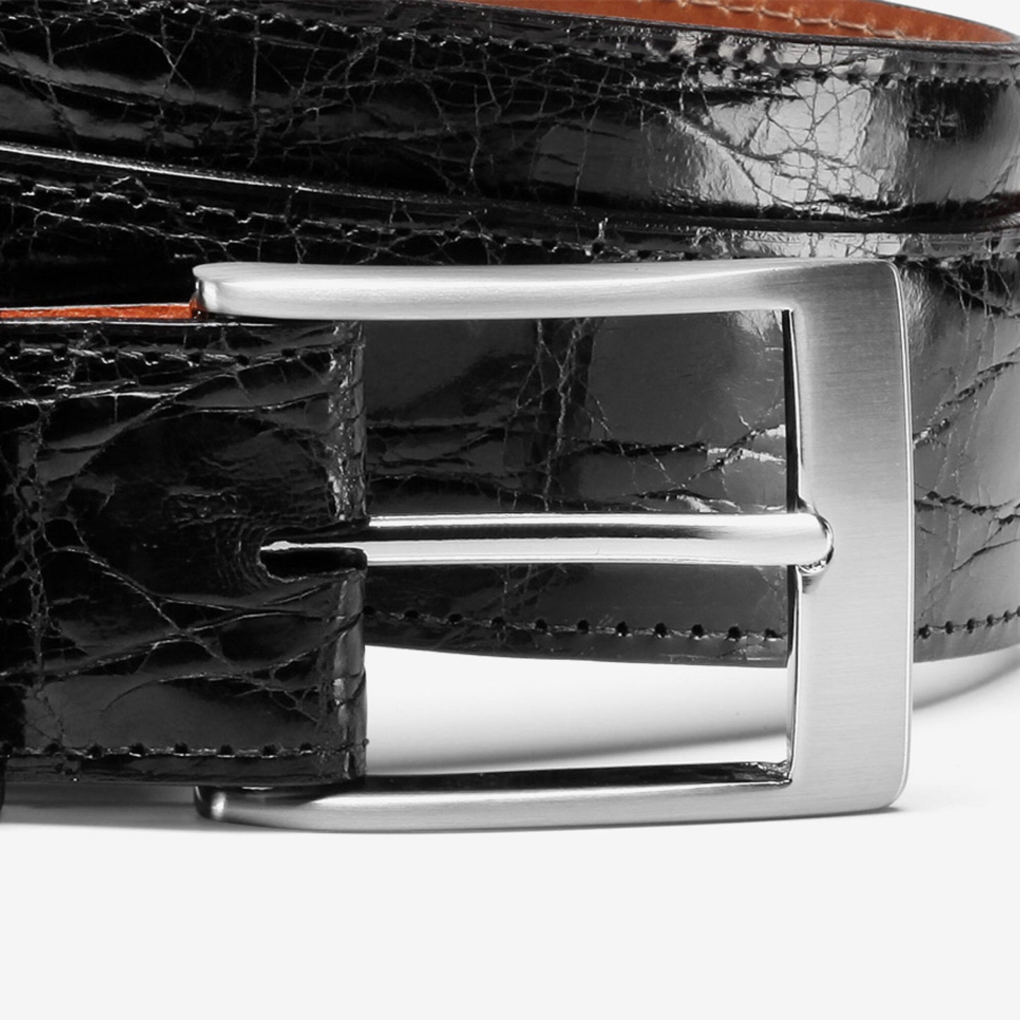 Caiman Crocodile Dress Belt - Black Crocodile Leather