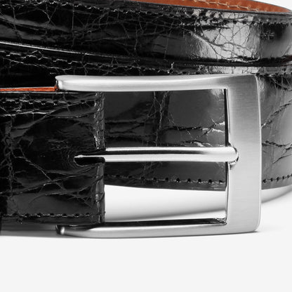 Caiman Crocodile Dress Belt - Black Crocodile Leather