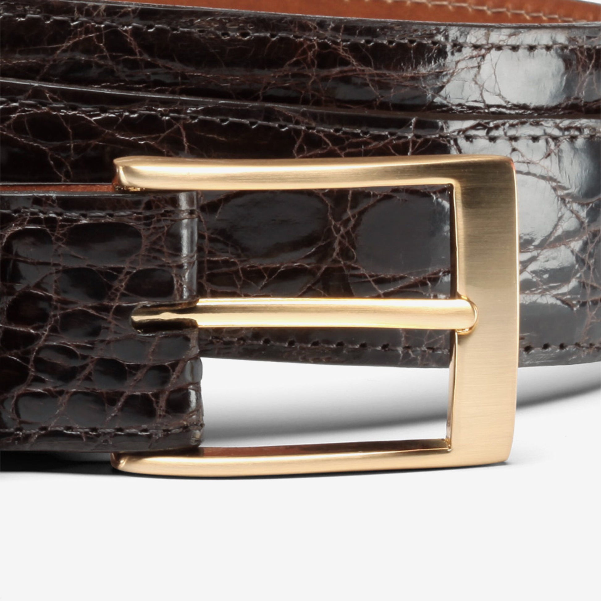 Caiman Crocodile Dress Belt - Brown Crocodile Leather
