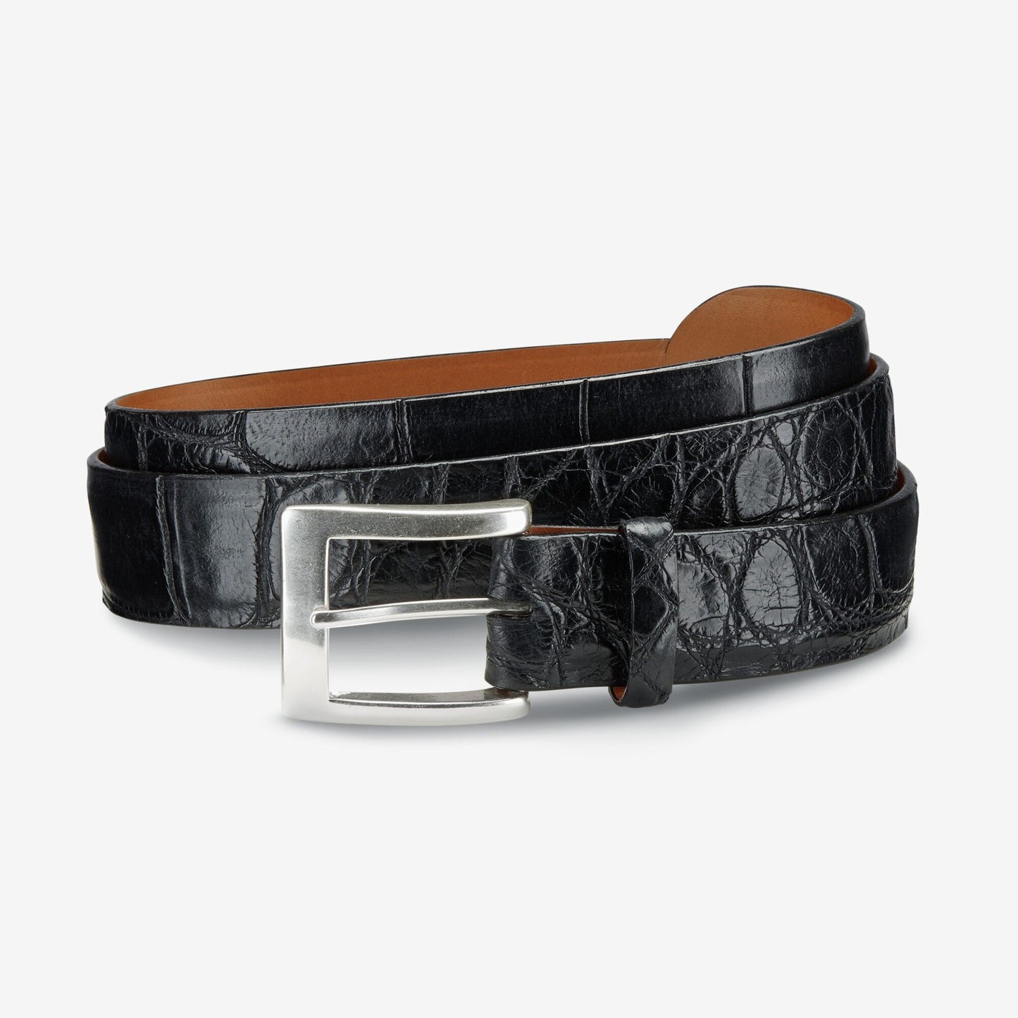 American Alligator Dress Belt - Black American Alligator Leather