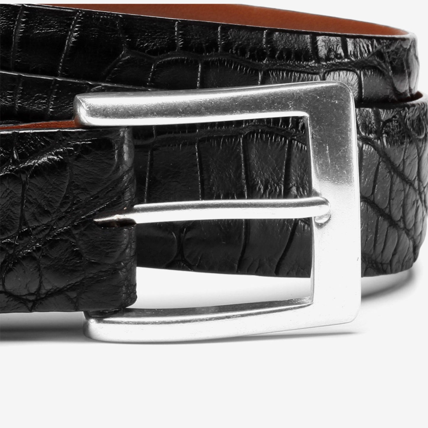 American Alligator Dress Belt - Black American Alligator Leather