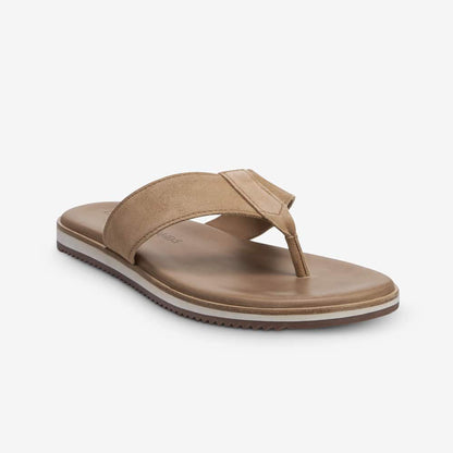 Oscar Suede Thong Sandals - Camel