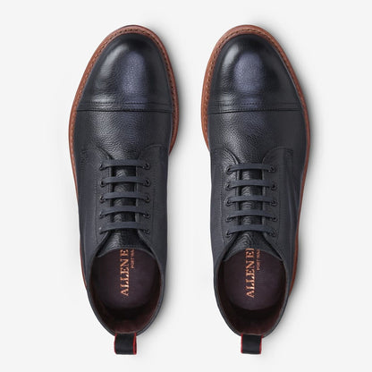 Patton Cap-Toe Boot with Dainite Rubber Sole - Black Tumbled Leather with Blue Sole