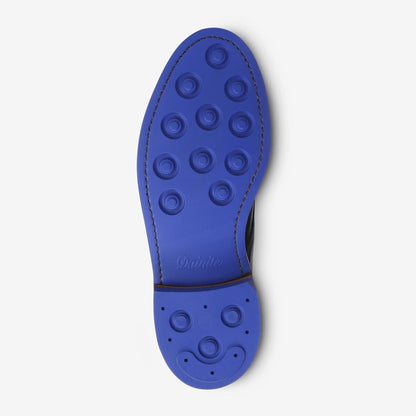 Patton Cap-Toe Boot with Dainite Rubber Sole - Black Tumbled Leather with Blue Sole