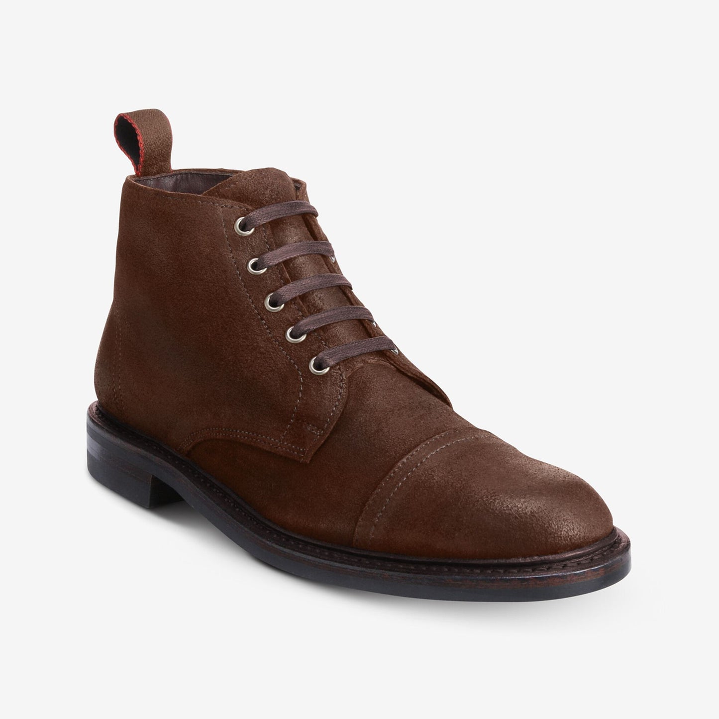 Patton Cap-Toe Suede Boot with Dainite Rubber Sole - Snuff Brown Suede