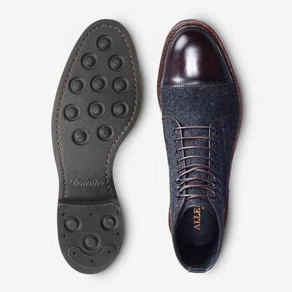 Landon Wool Cap-Toe Boot - Charcoal Wool/Mahogany Leather