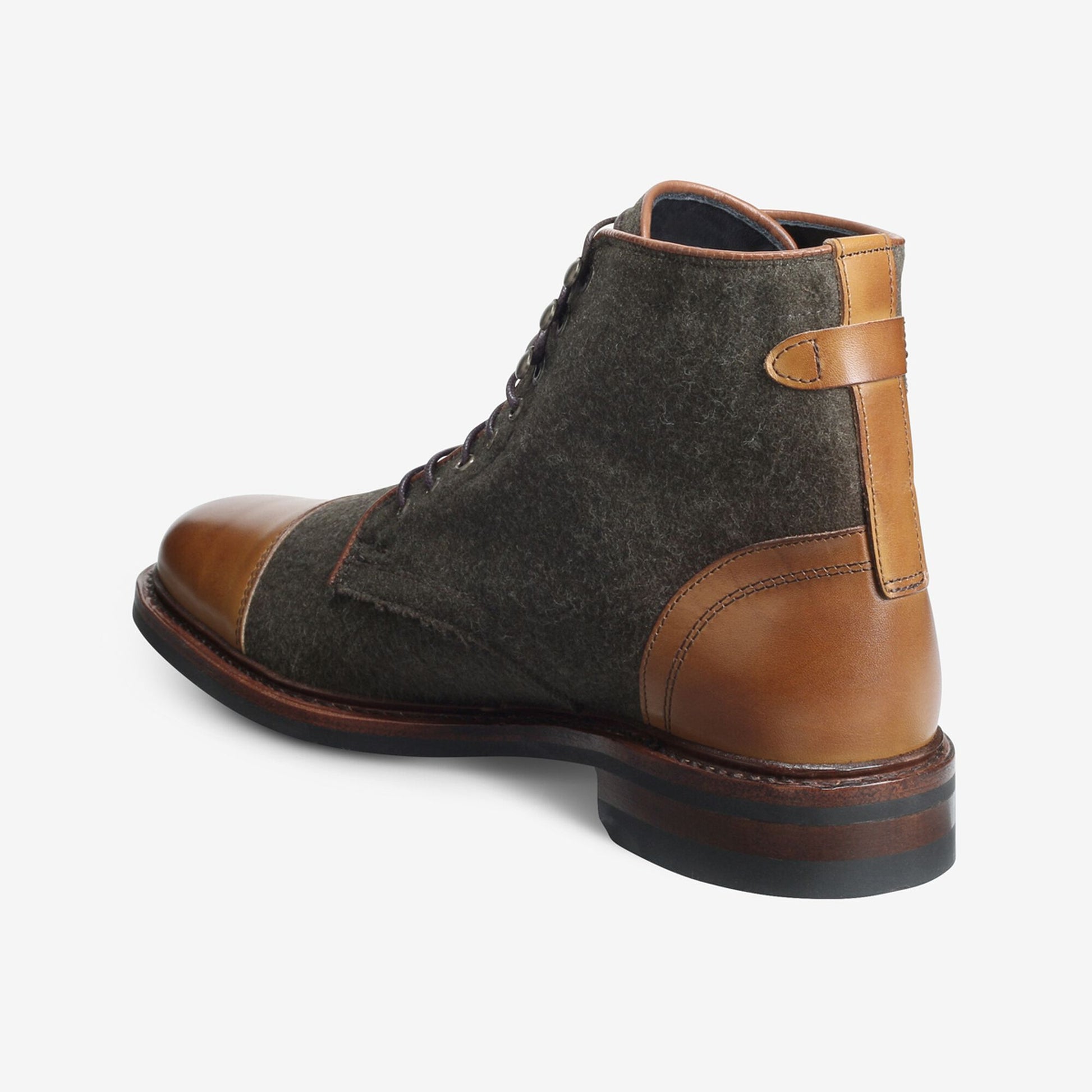 Landon Wool Cap-Toe Boot - Olive Wool/Walnut Leather