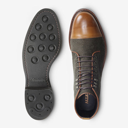 Landon Wool Cap-Toe Boot - Olive Wool/Walnut Leather