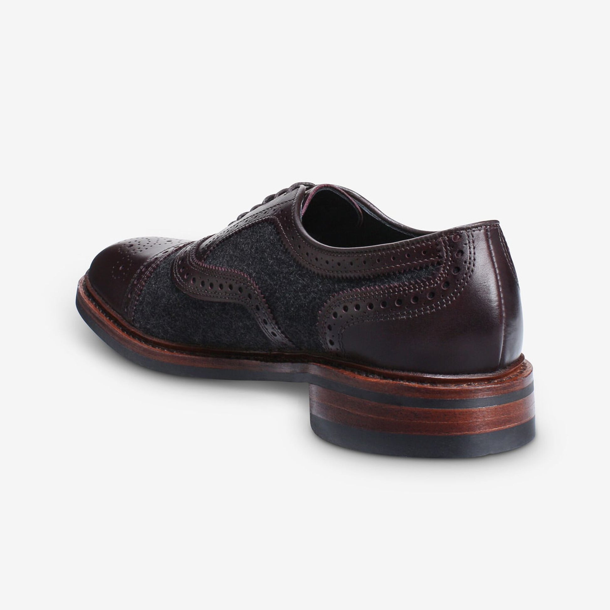 Strandmok Wool Cap-Toe Oxford with Dainite Rubber Sole - Charcoal Wool/Mahogany Leather