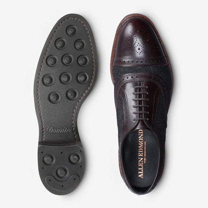 Strandmok Wool Cap-Toe Oxford with Dainite Rubber Sole - Charcoal Wool/Mahogany Leather