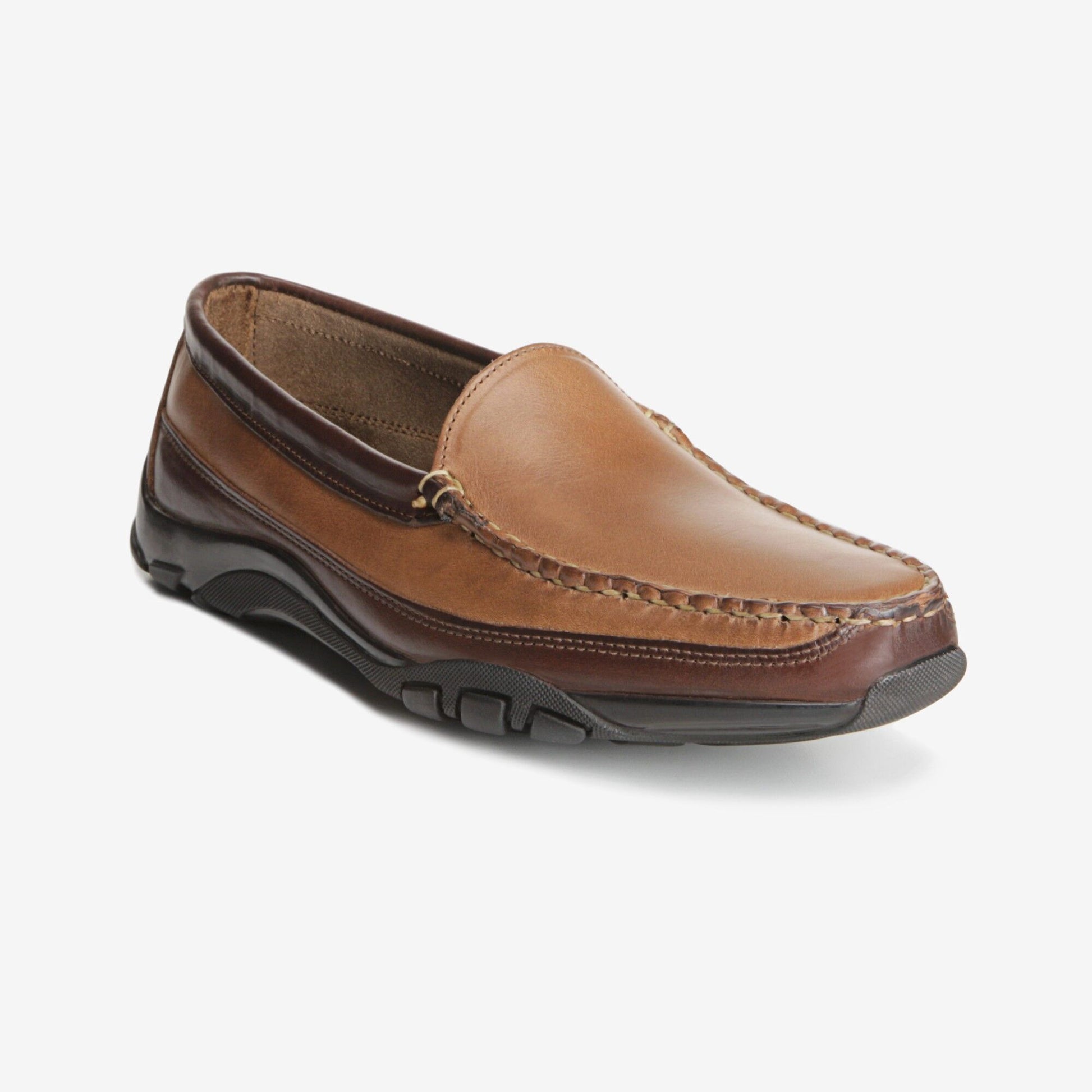 Boulder Venetian Driving Moccasin - Natural with Brown Trim