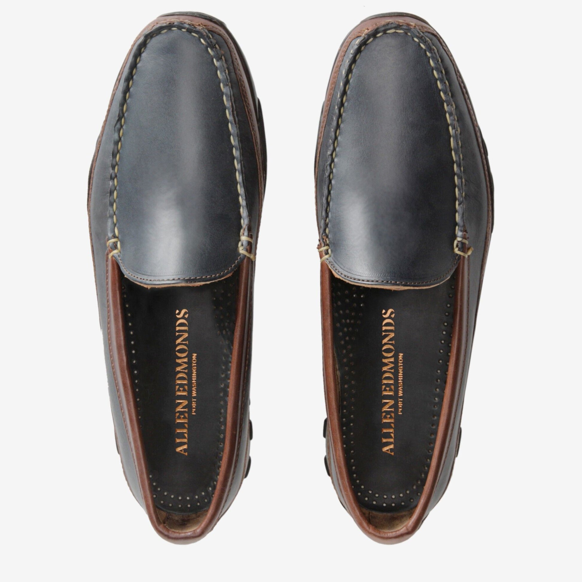 Boulder Venetian Driving Moccasin - Navy with Brown Trim