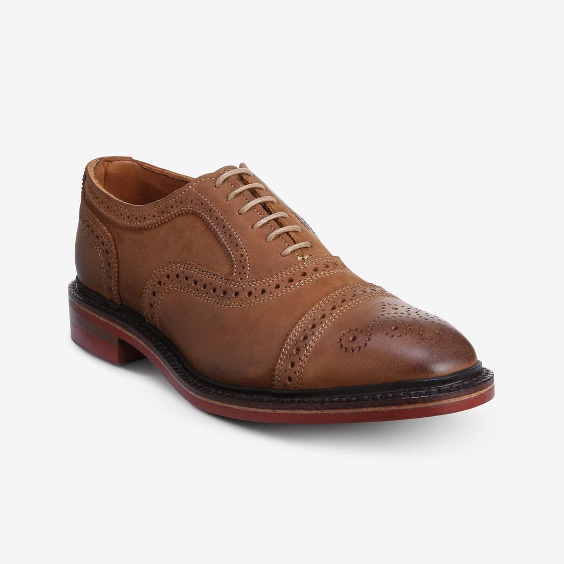 Strandmok Cap-Toe Oxford with Dainite Rubber Sole - Tan with Red Sole