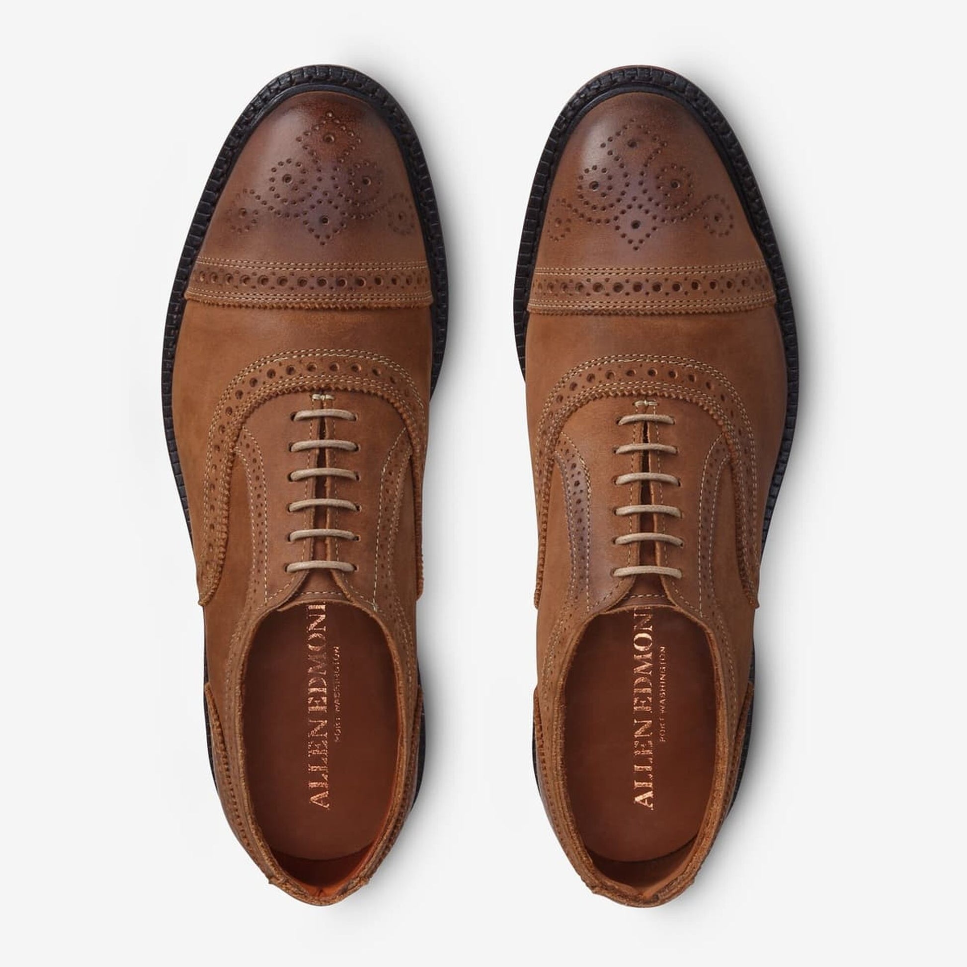 Strandmok Cap-Toe Oxford with Dainite Rubber Sole - Tan with Red Sole