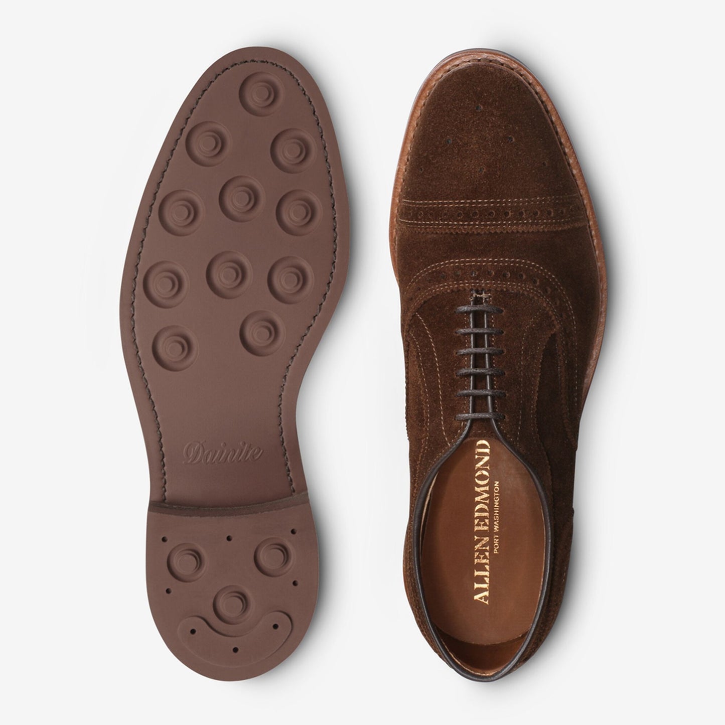 Strandmok Suede Cap-Toe Oxford with Dainite Rubber Sole - Snuff Brown