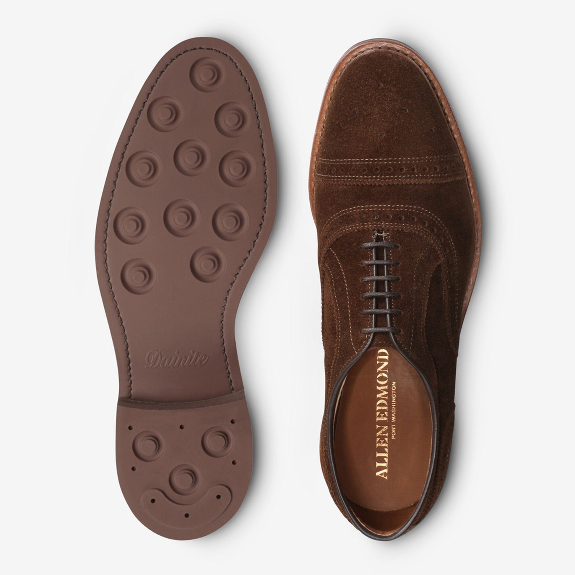 Strandmok Suede Cap-Toe Oxford with Dainite Rubber Sole - Snuff Brown