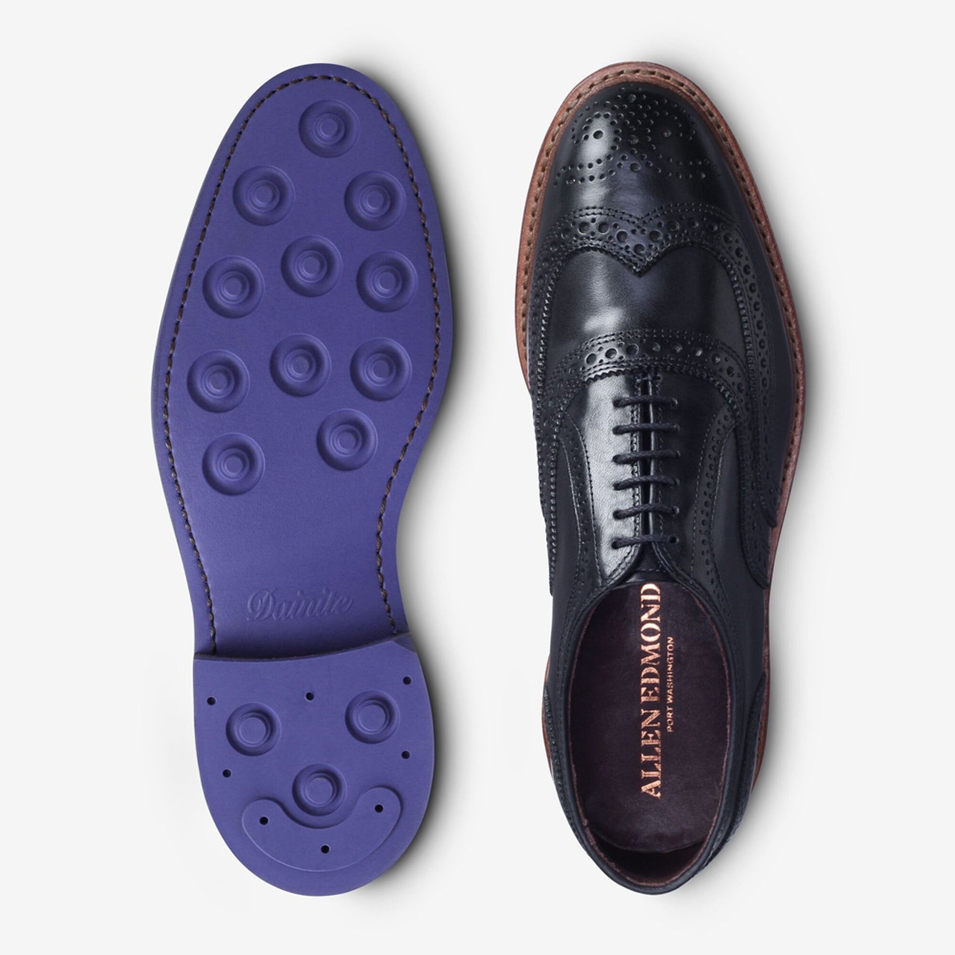 McTavish Oxford Wingtip Dress Shoe - Black with Blue Sole
