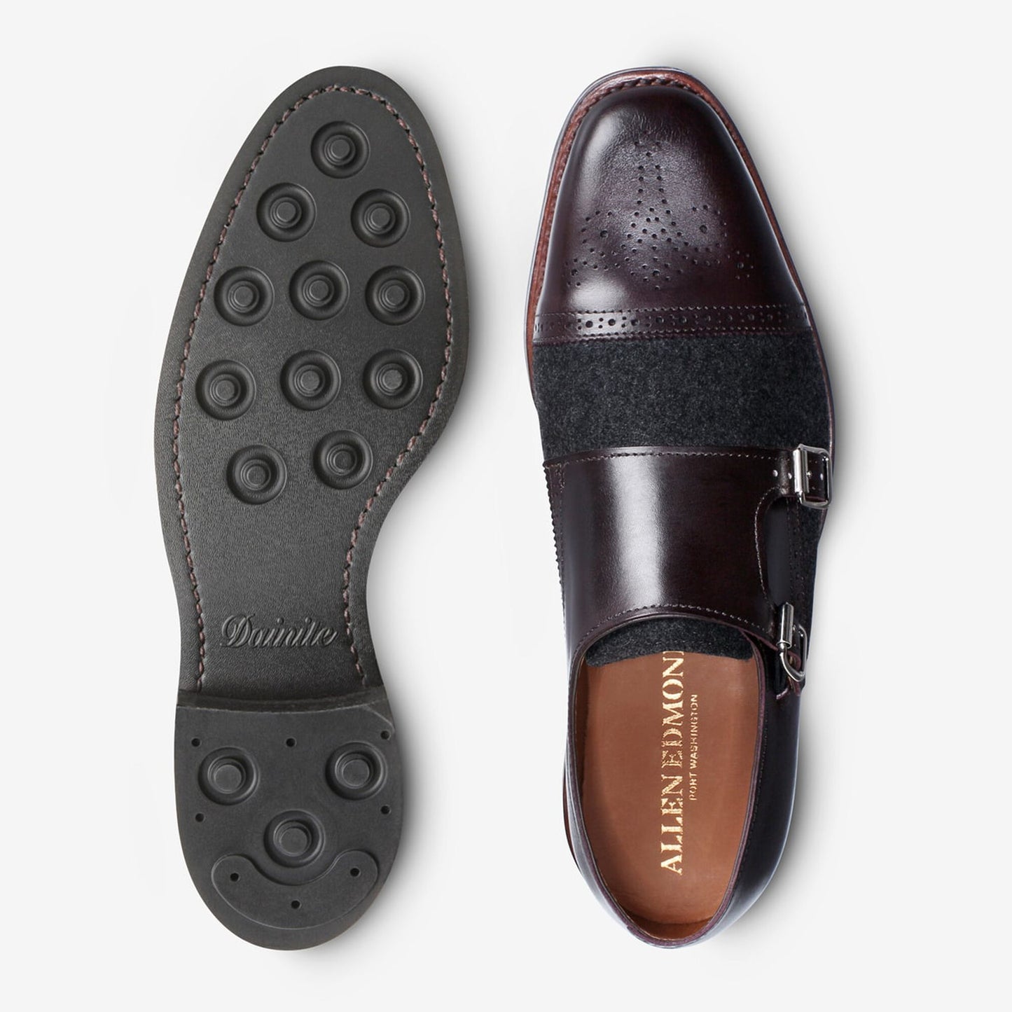 St. John's Wool Double Monk Strap - Charcoal Wool/Mahogany Leather
