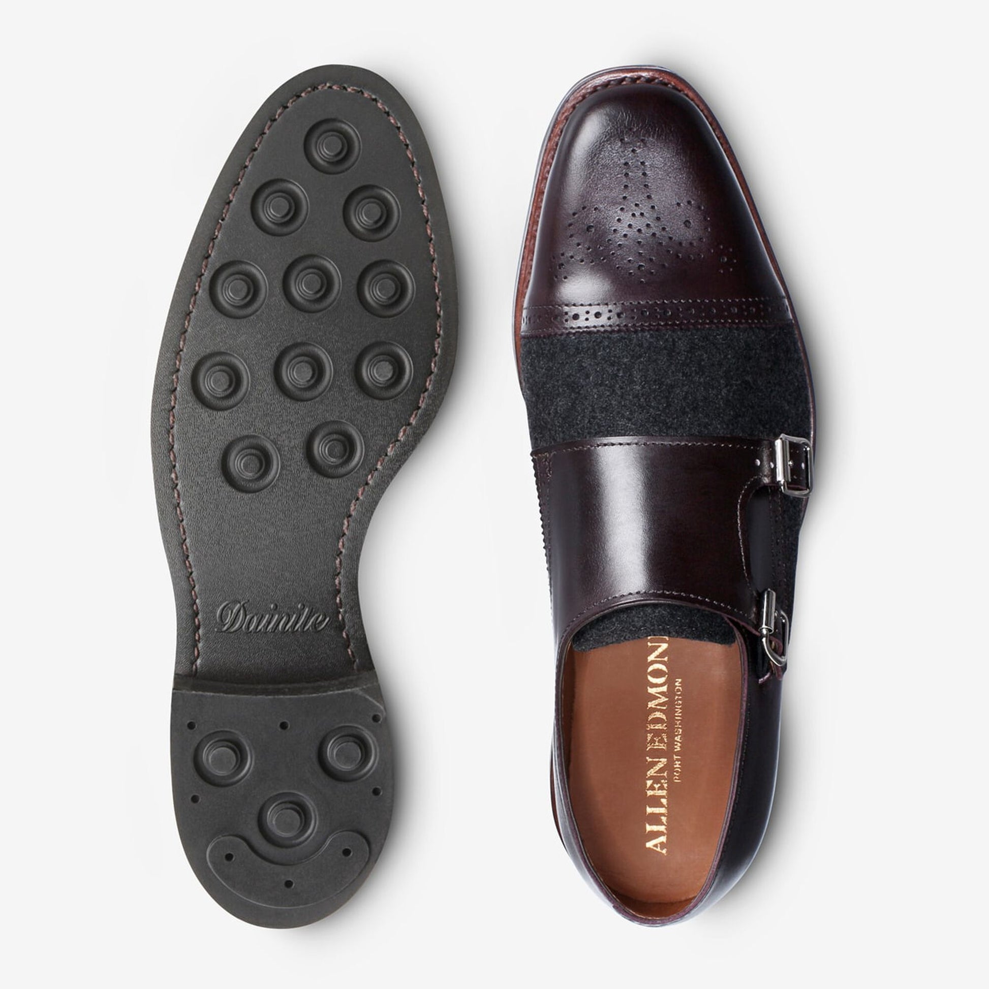 St. John's Wool Double Monk Strap - Charcoal Wool/Mahogany Leather