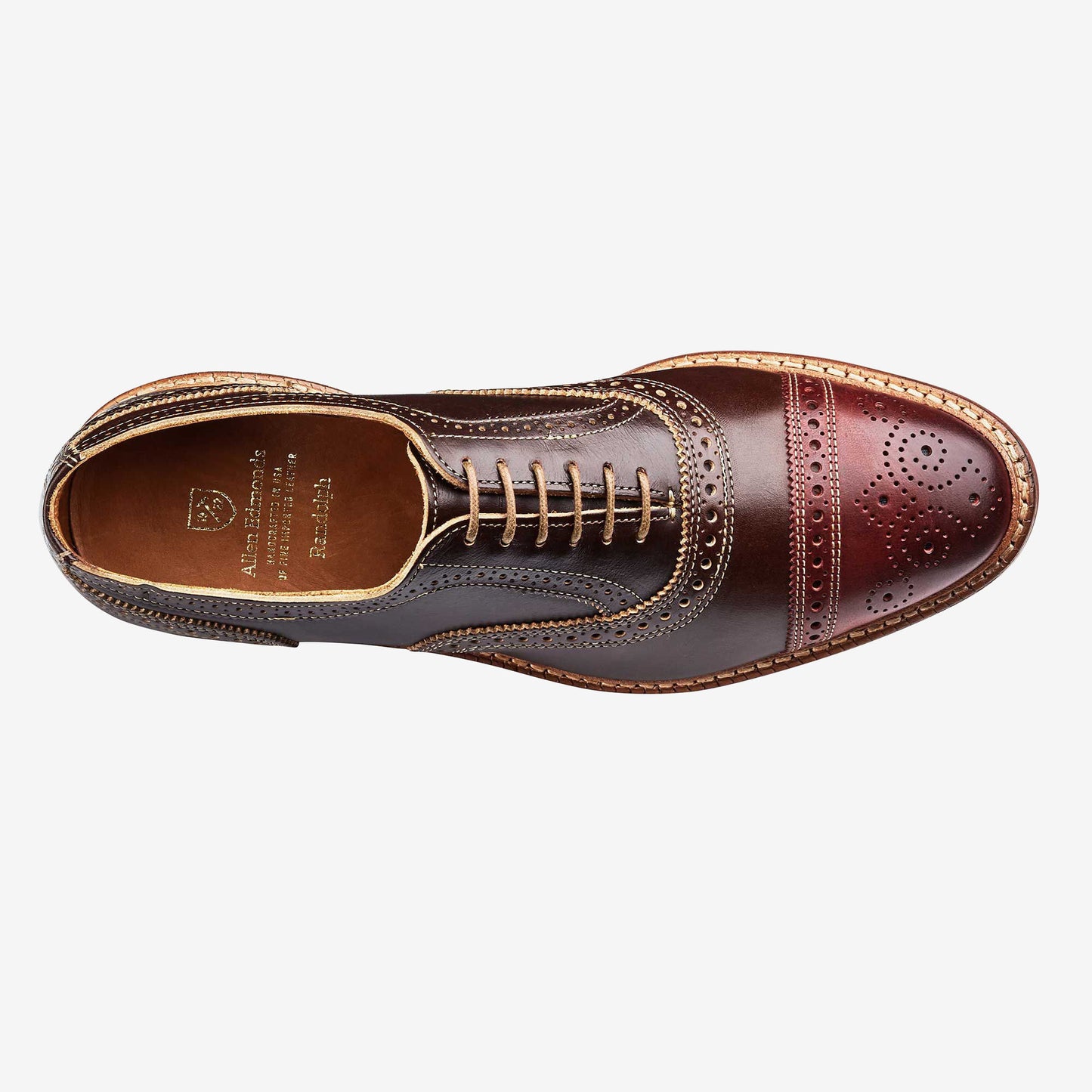 Rudolph Cap-Toe Oxford with Dainite Rubber Sole - Brown with Red Toe