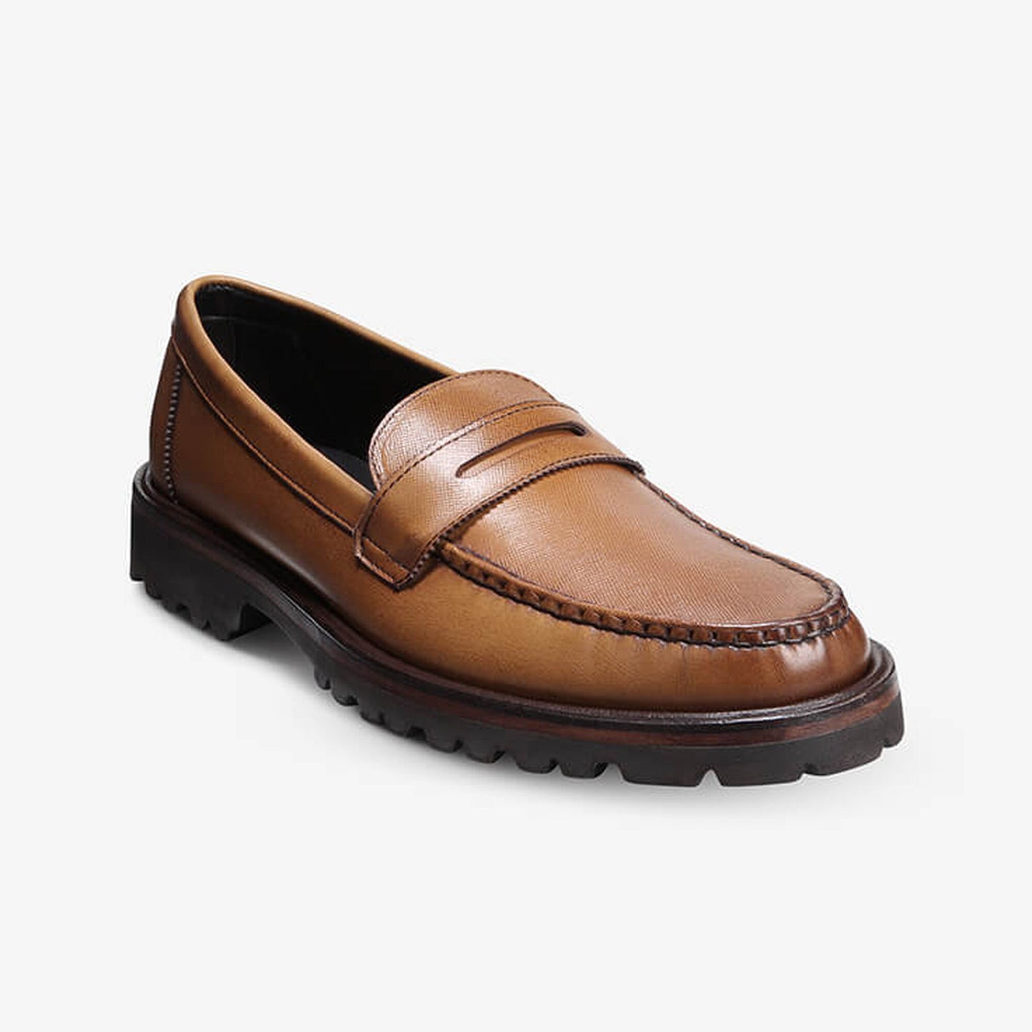 Harrison Penny Loafer with Lug Sole - Walnut Texture