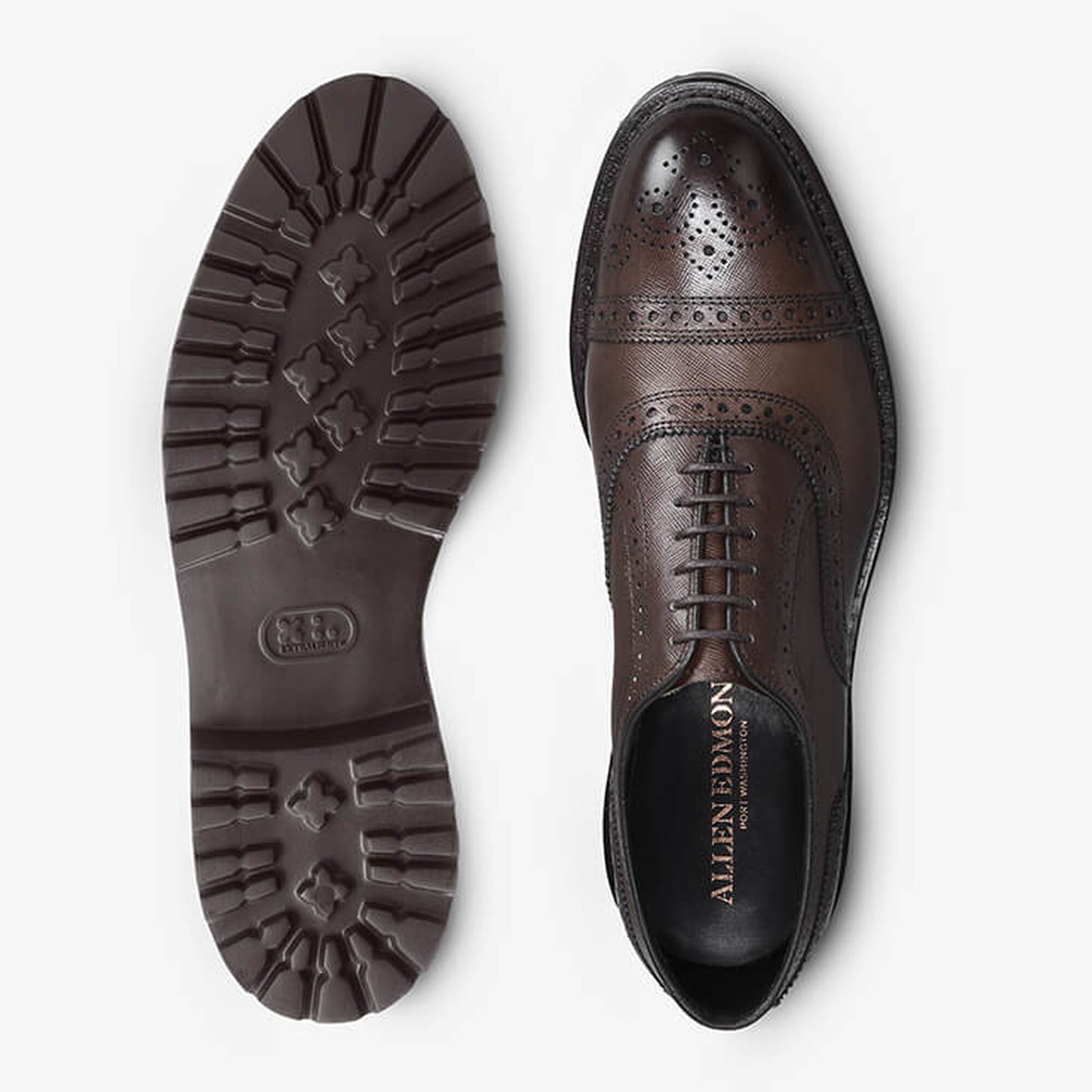 Strandmok Cap-Toe Oxford with Lug Sole - Brown Texture