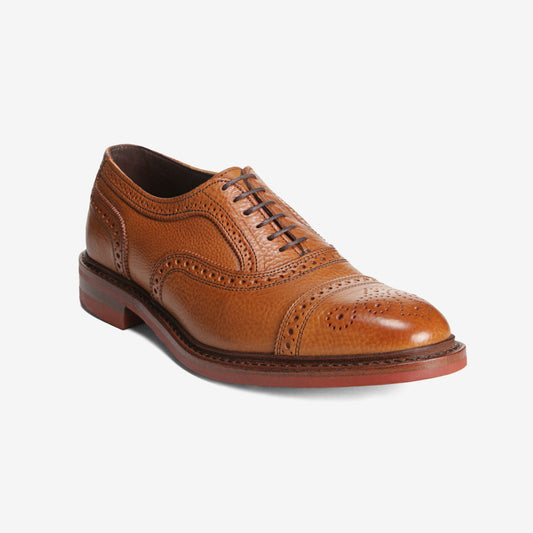 Strandmok Cap-Toe Oxford with Dainite Rubber Sole - Cognac with Red Sole
