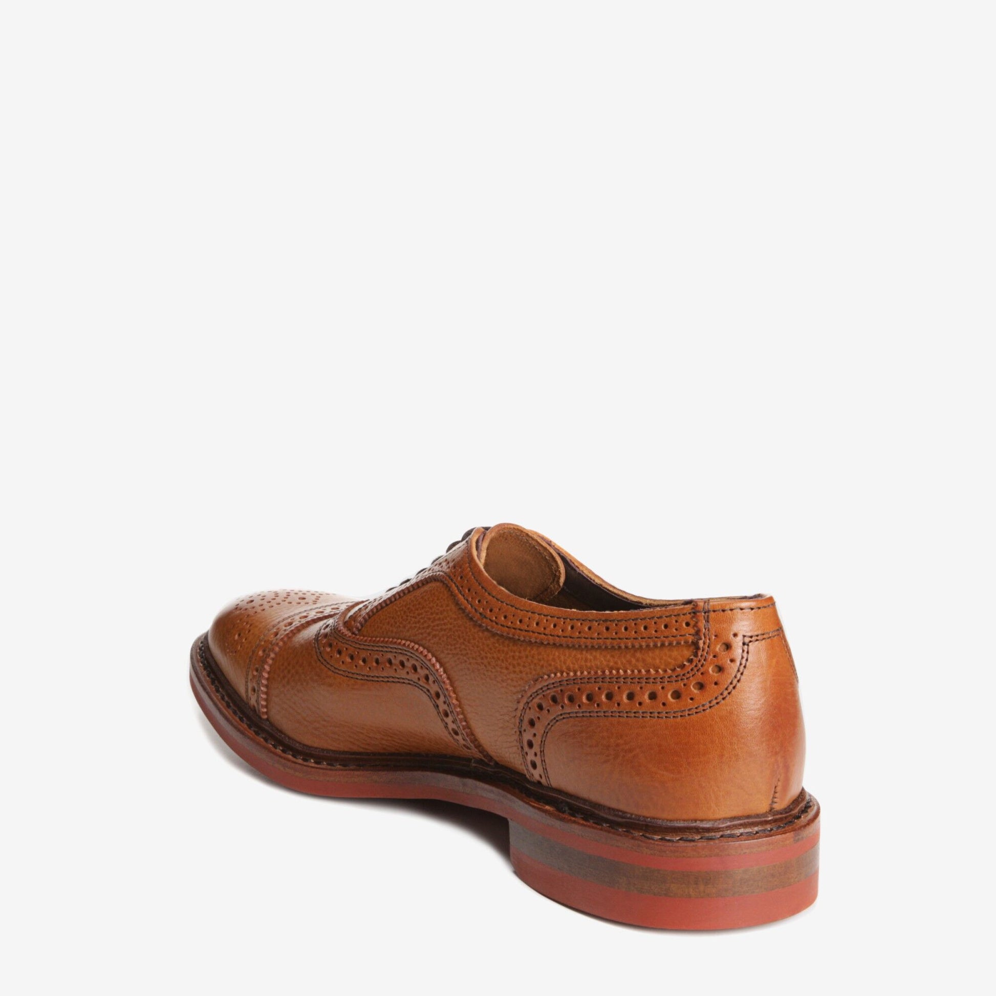 Strandmok Cap-Toe Oxford with Dainite Rubber Sole - Cognac with Red Sole