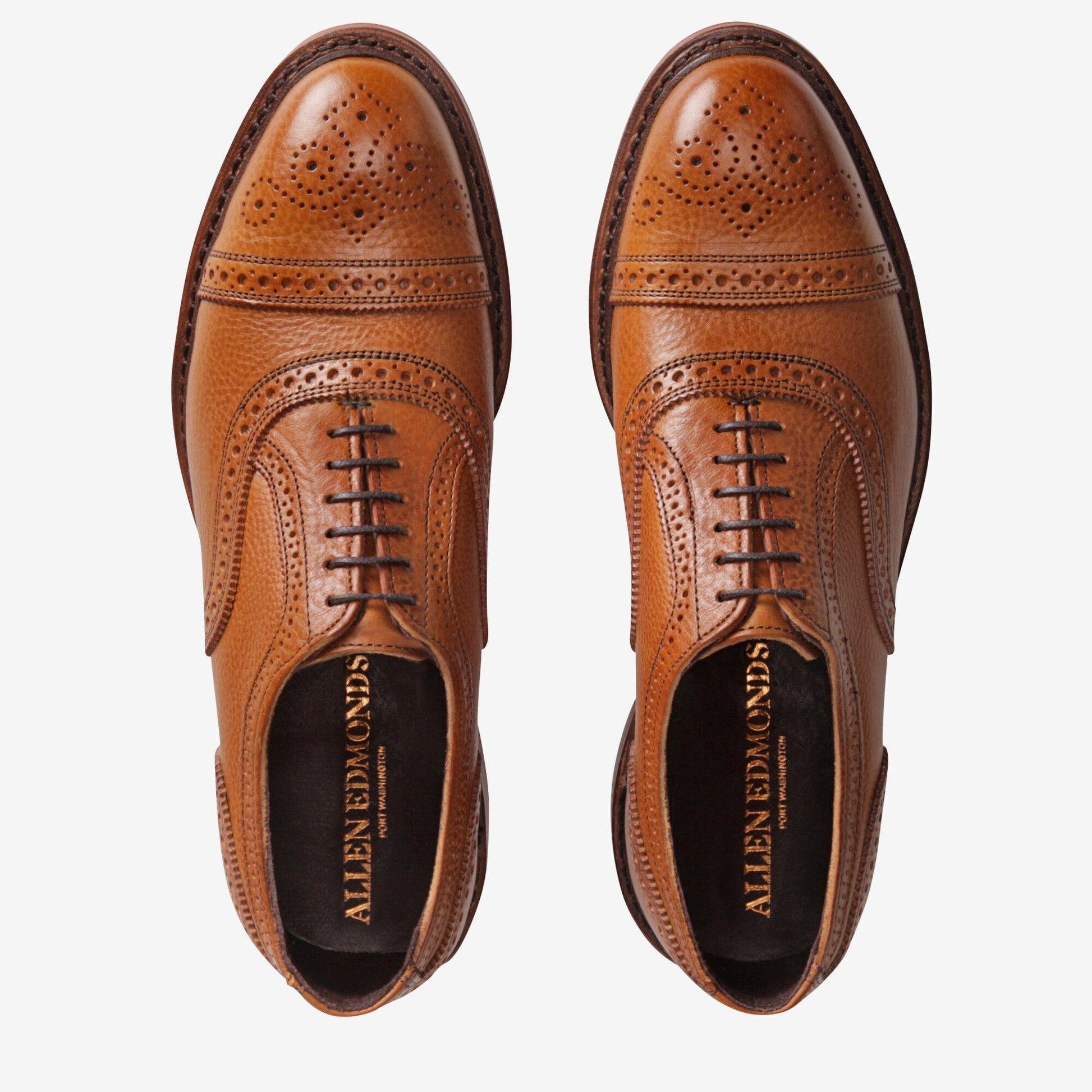 Strandmok Cap-Toe Oxford with Dainite Rubber Sole - Cognac with Red Sole