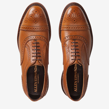 Strandmok Cap-Toe Oxford with Dainite Rubber Sole - Cognac with Red Sole