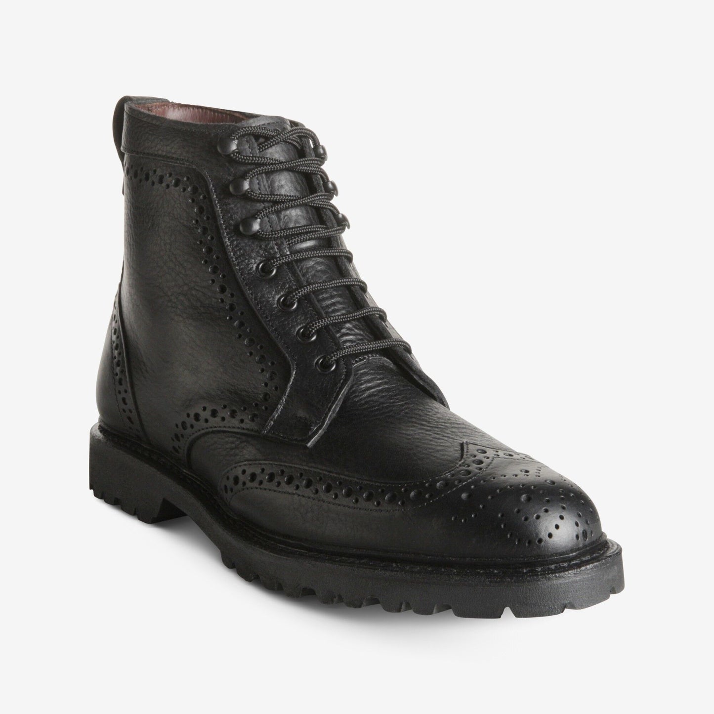 Long Branch Wingtip Boots - Black Tumbled