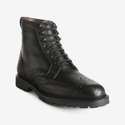 Long Branch Wingtip Boots - Black Tumbled