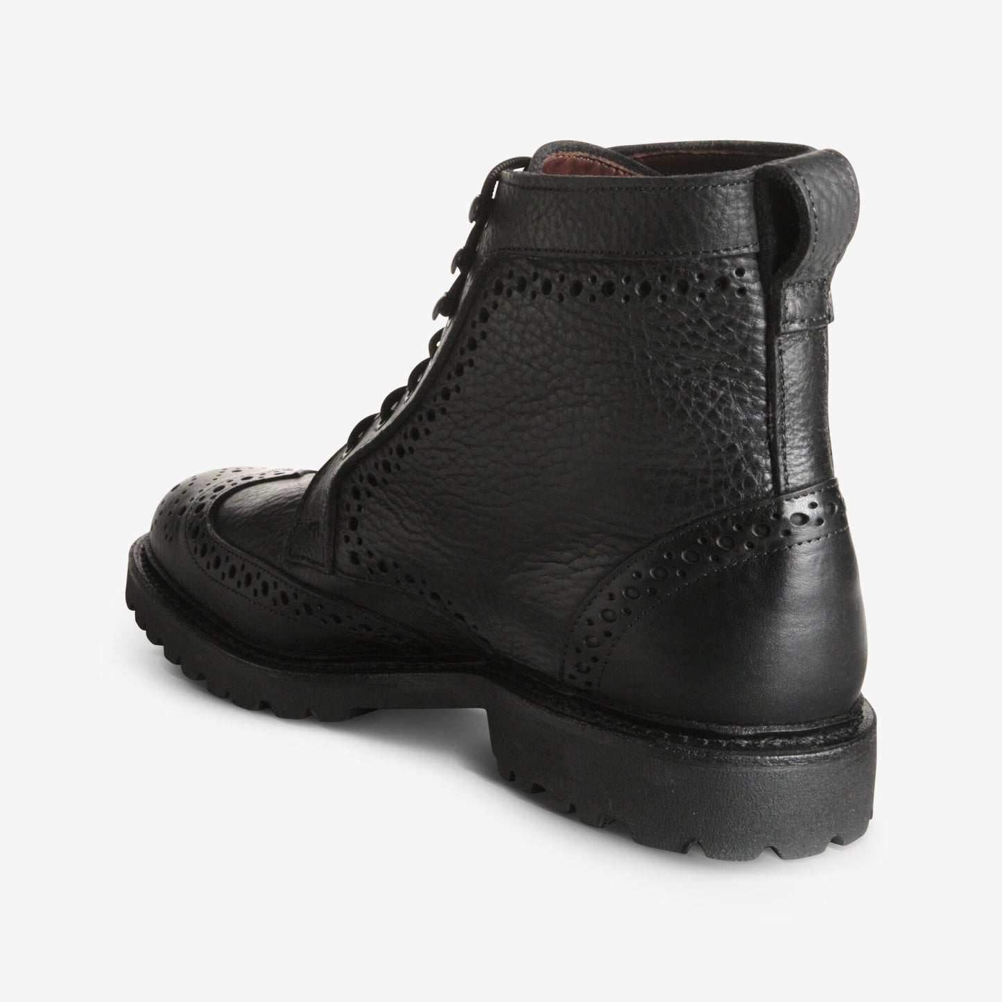 Long Branch Wingtip Boots - Black Tumbled