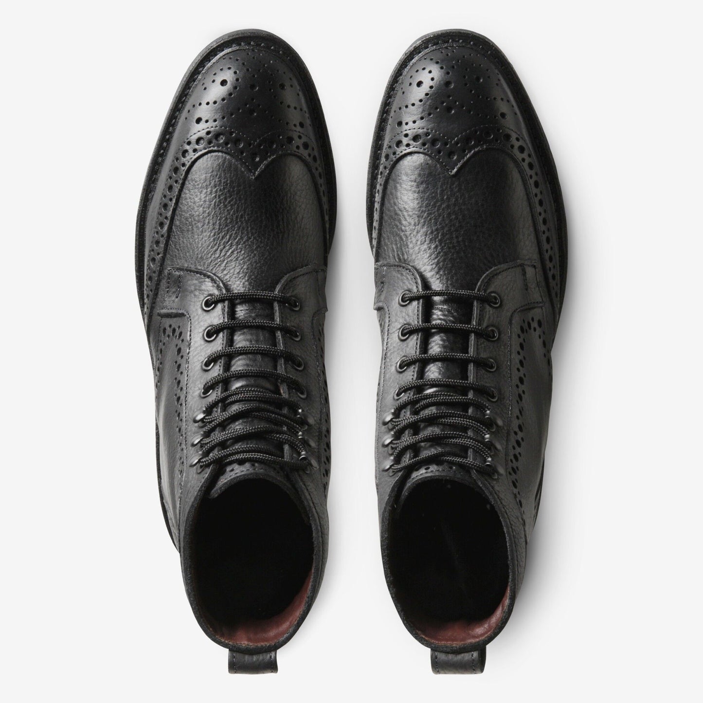 Long Branch Wingtip Boots - Black Tumbled
