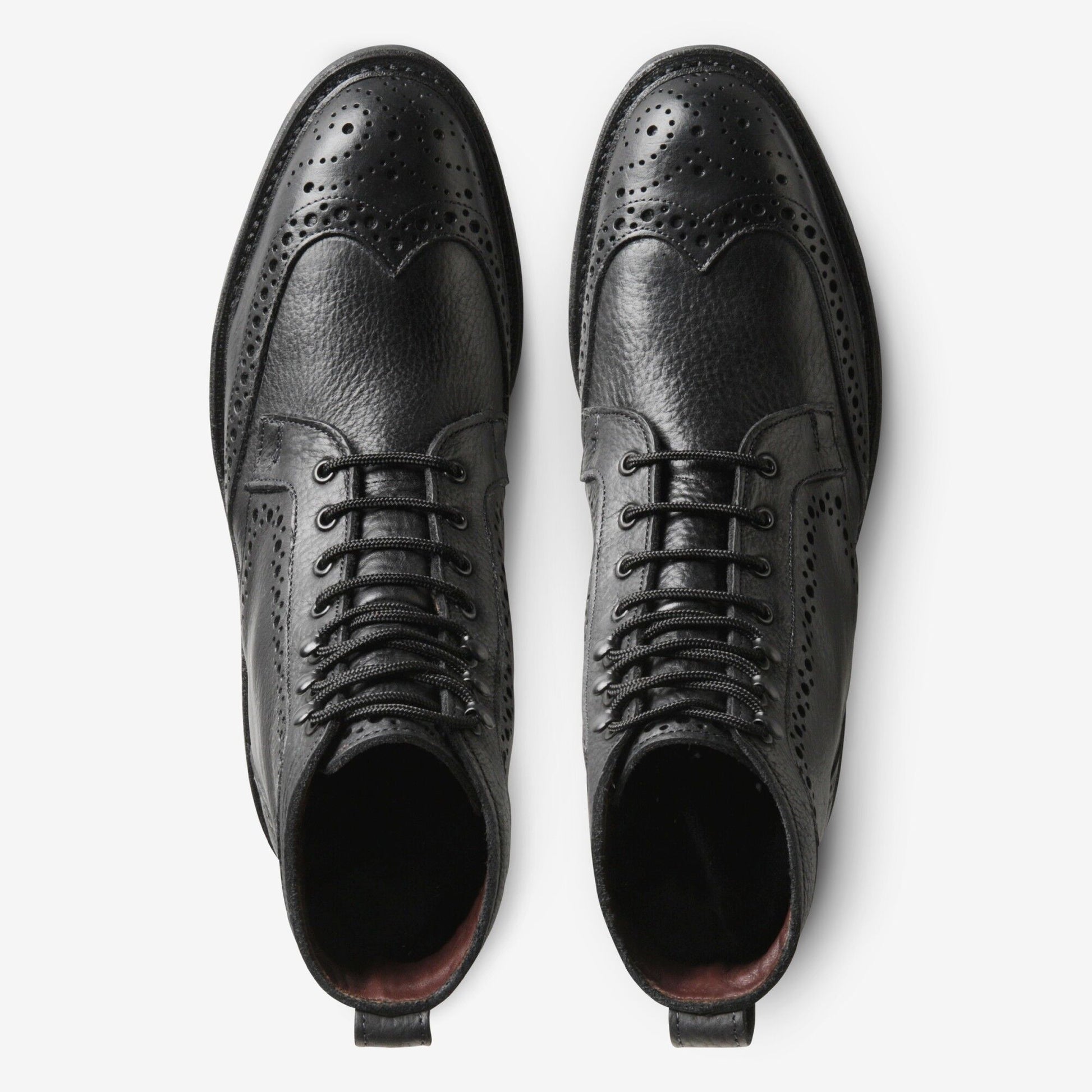 Long Branch Wingtip Boots - Black Tumbled