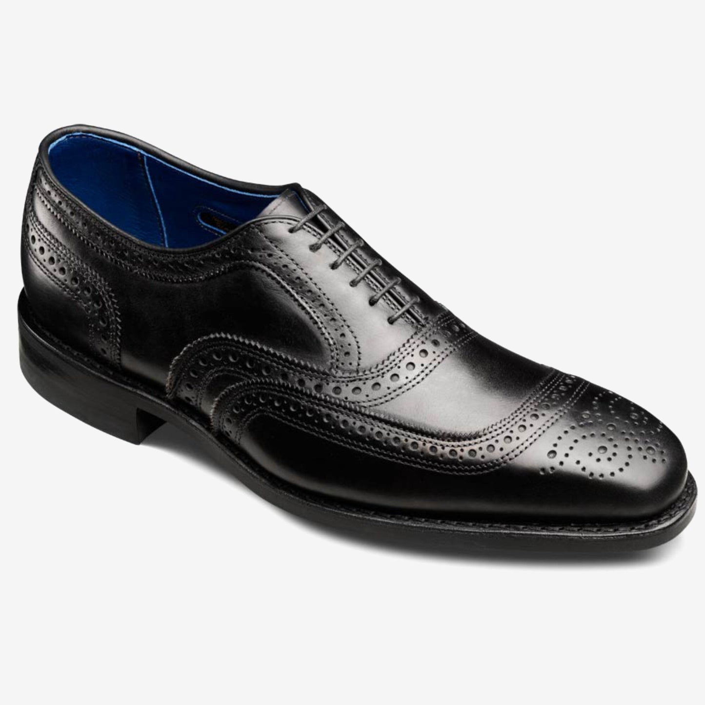 University Wingtips Dress Shoes - Black with Blue Lining