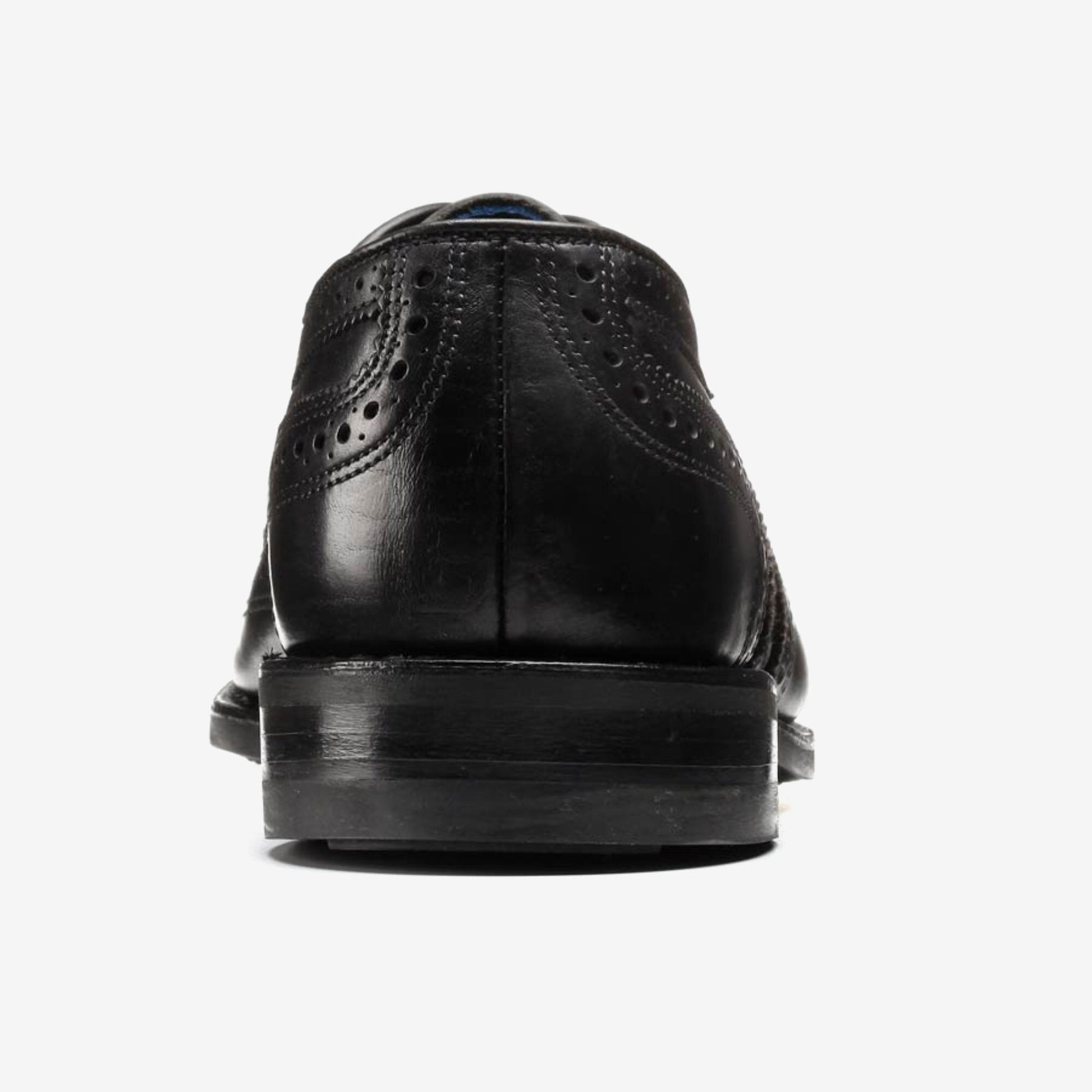 University Wingtips Dress Shoes - Black with Blue Lining