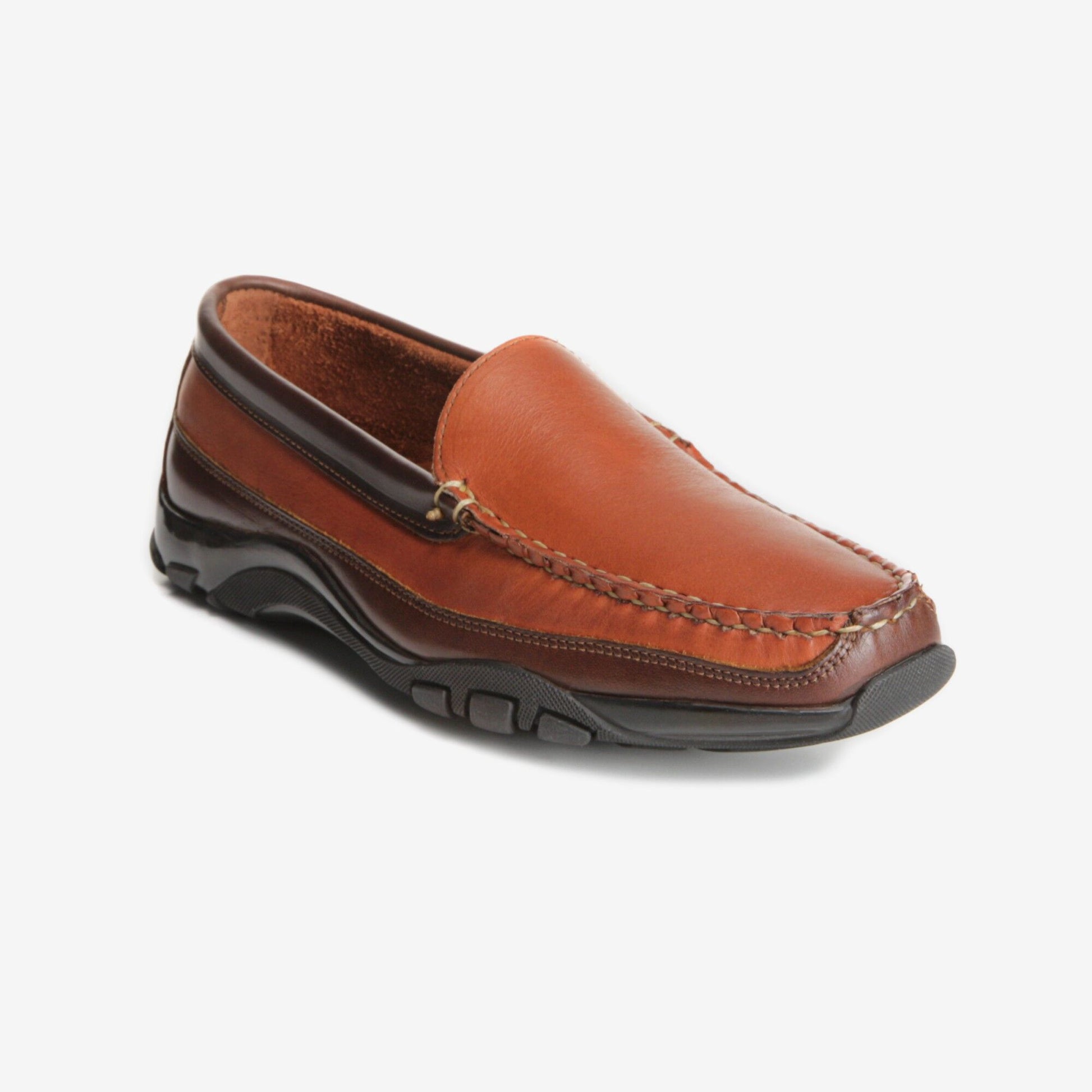 Boulder Venetian Driving Moccasin - Tan with Brown Trim