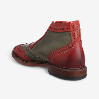 Santa Mok Wingtip Oxford Boot - Red and Green Distressed Leather